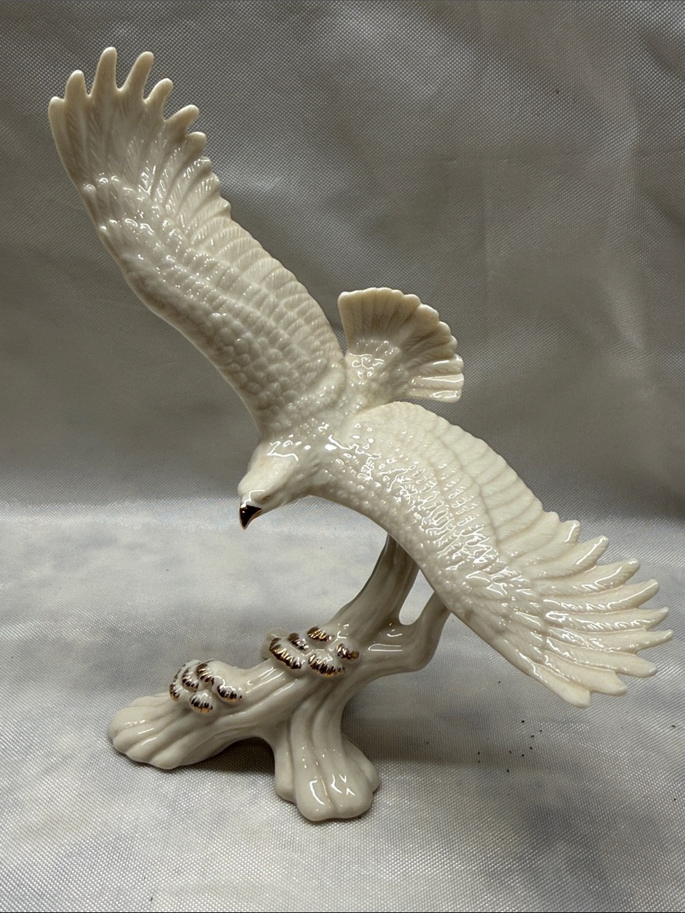 Lenox White Cream Glazed Porcelain Eagle Figurine with Gold Accents